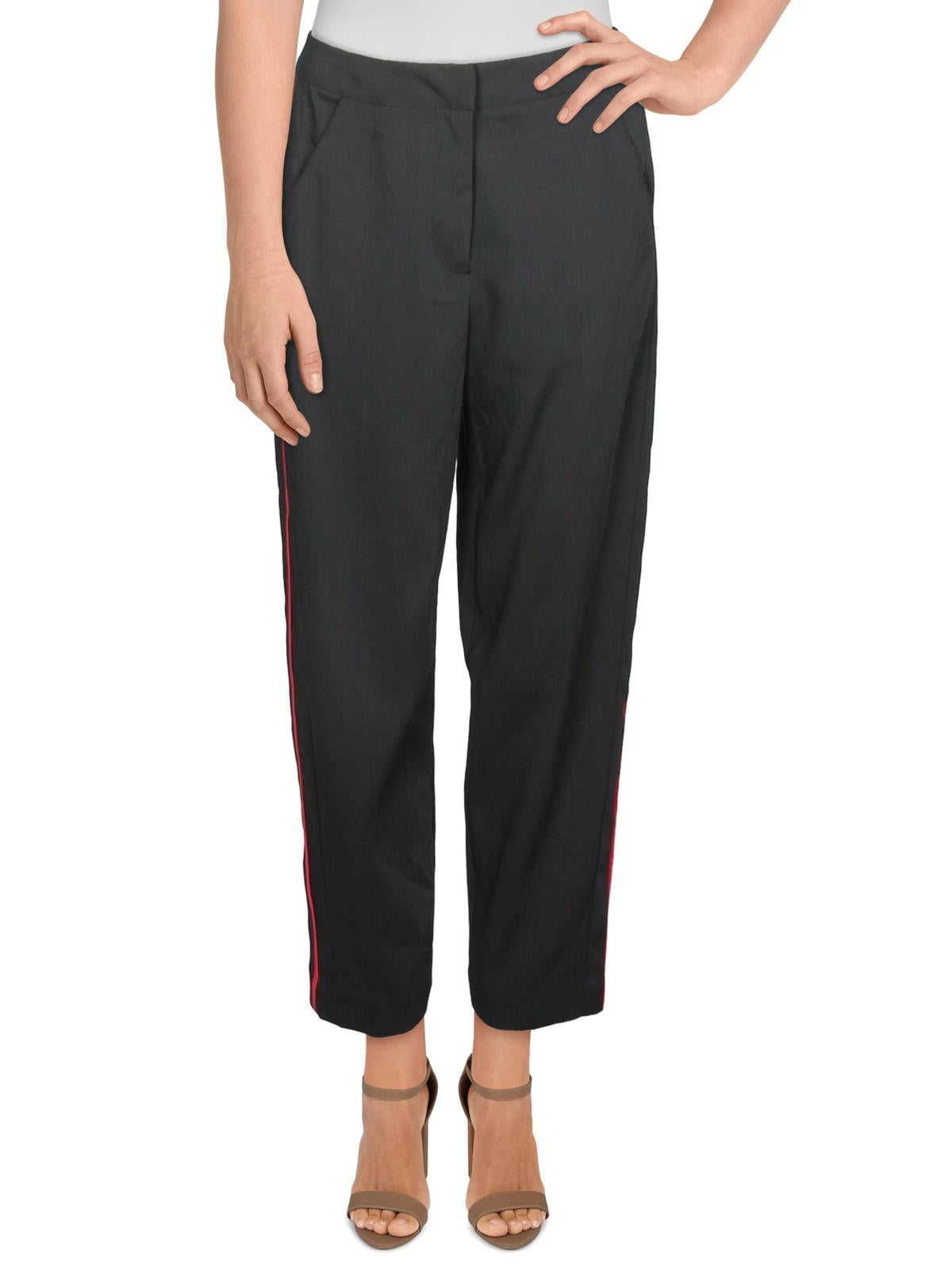 Guess Women's Wesson Stripe Crop Dress Pants Black Size 2