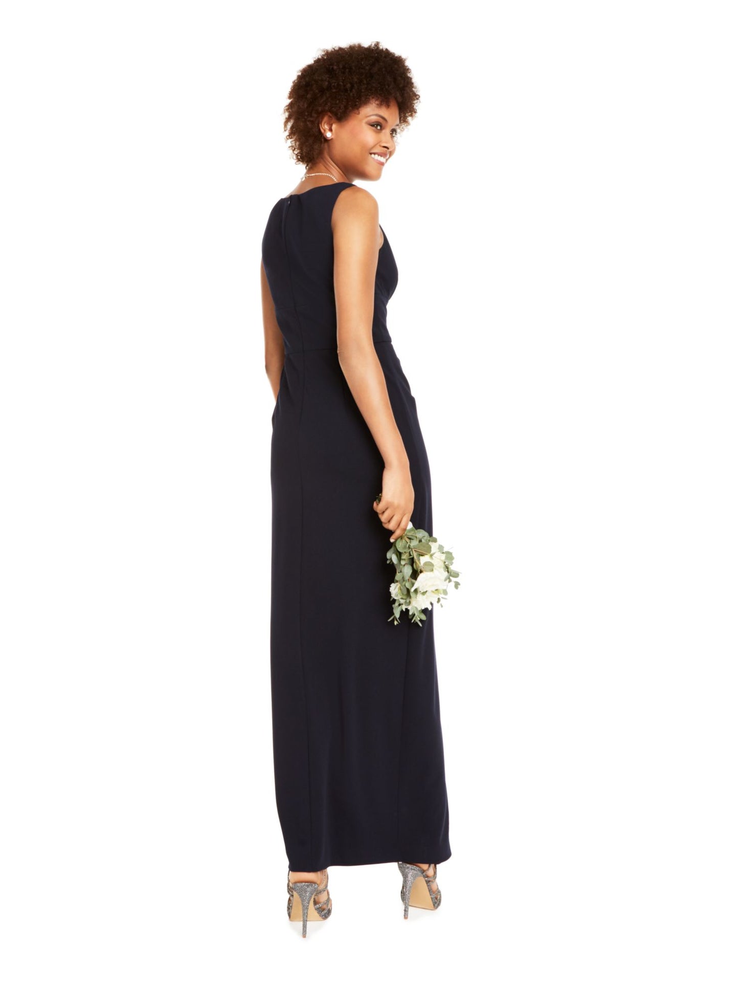 Adrianna Papell Women's Spaghetti Strap Full-Length Pencil Formal Dress Blue Size 14