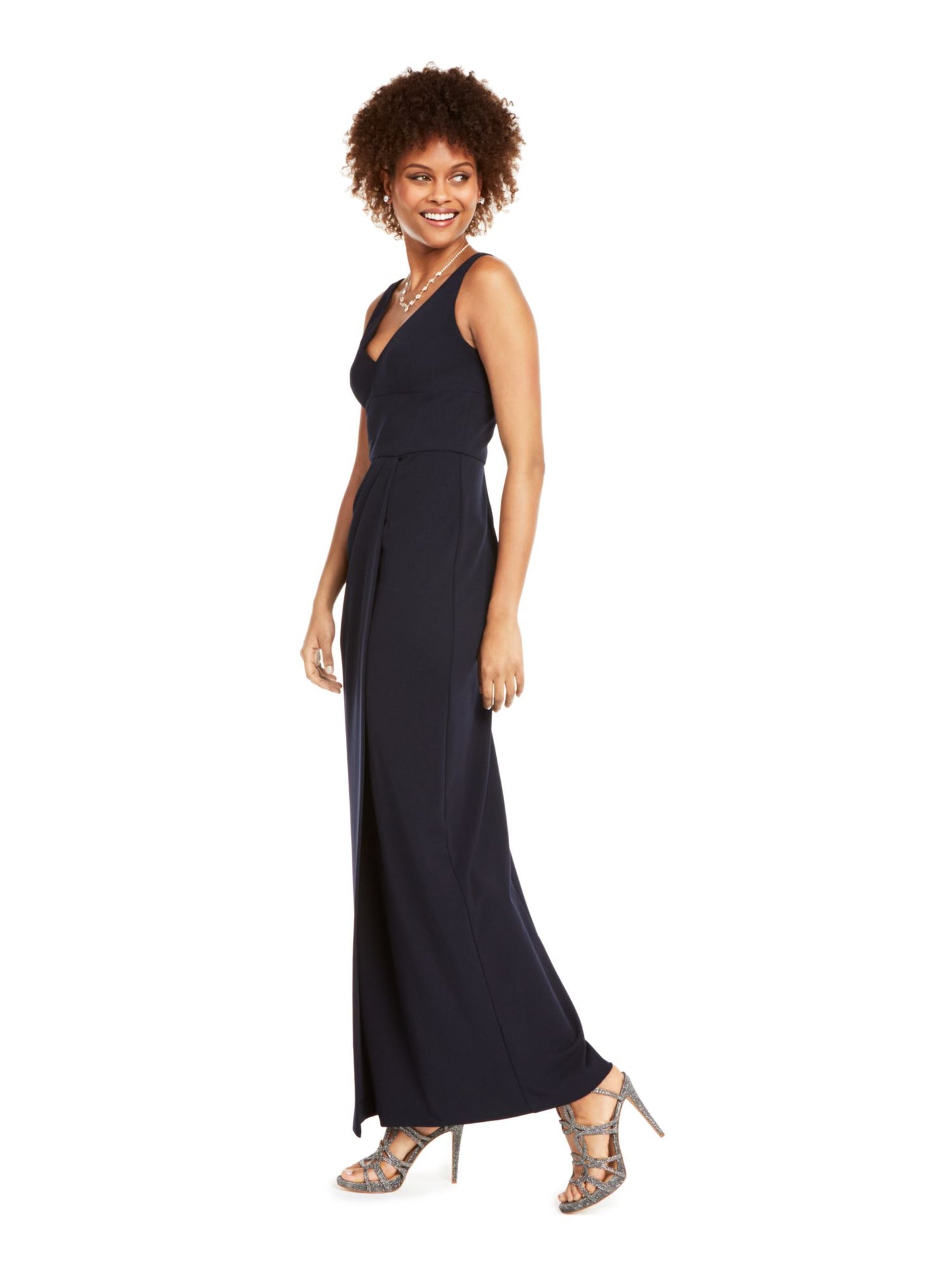 Adrianna Papell Women's Spaghetti Strap Full-Length Pencil Formal Dress Blue Size 14