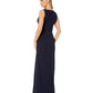 Adrianna Papell Women's Spaghetti Strap Full-Length Pencil Formal Dress Blue Size 14