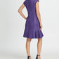 DKNY Women's Cap Sleeve Jewel Neck Knee Length Fit Flare Party Dress Purple Size 14