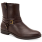 Style Company Womens Brown Buckle Accent Padded State Round Toe Block Heel Zip-up Booties 9.5 M