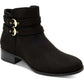 Charter Club Women's  Buckle Accent Cushioned Jaimee Almond Toe Block Heel Zip-up Booties Black Size 5 M -