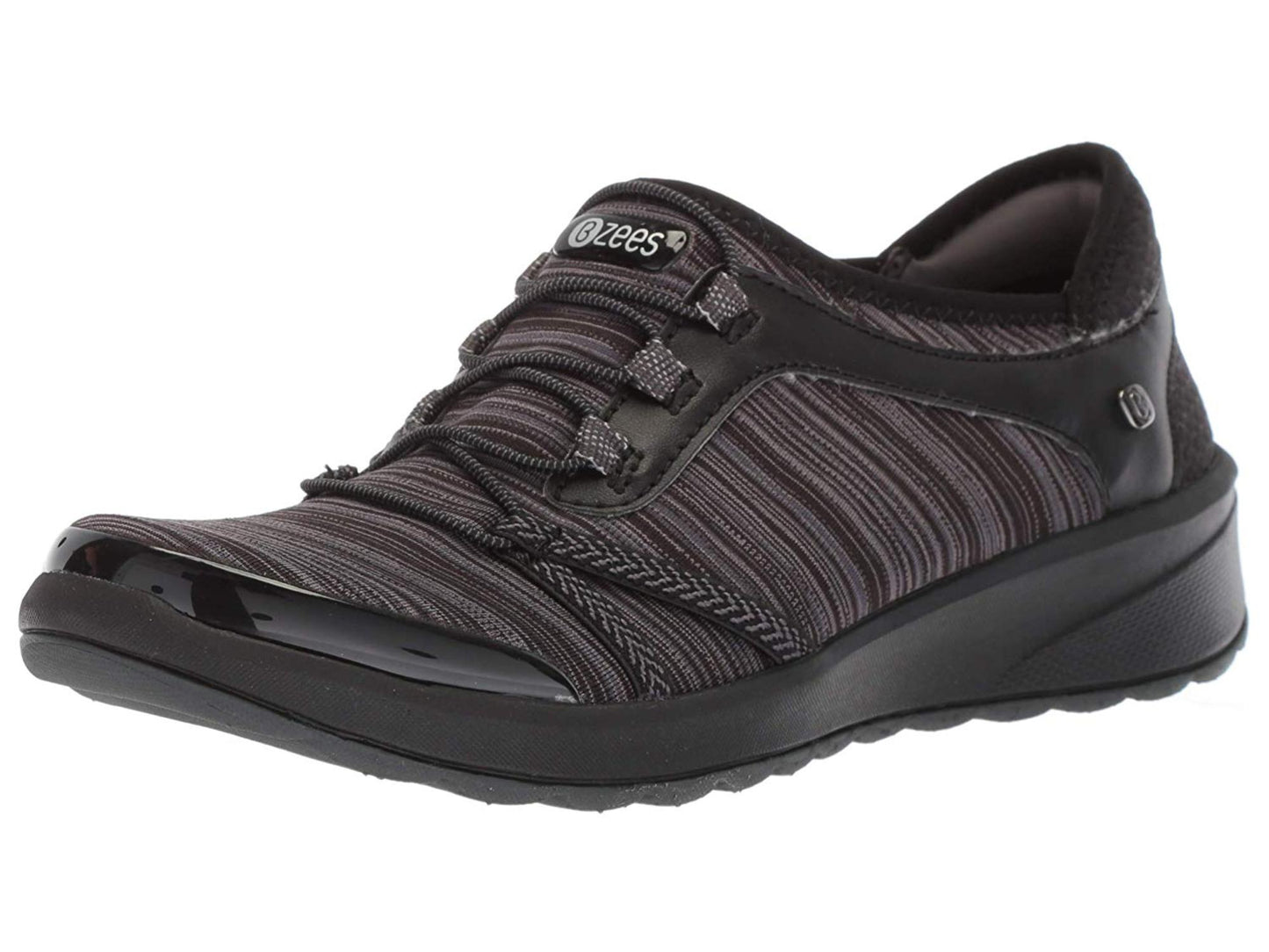 BZees Women's Ginger Fabric Low Top Pull on Fashion Sneakers Black Size 7 M