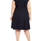 Jessica Howard Women's Plus Ruffled a Line Dress Black Size 16W