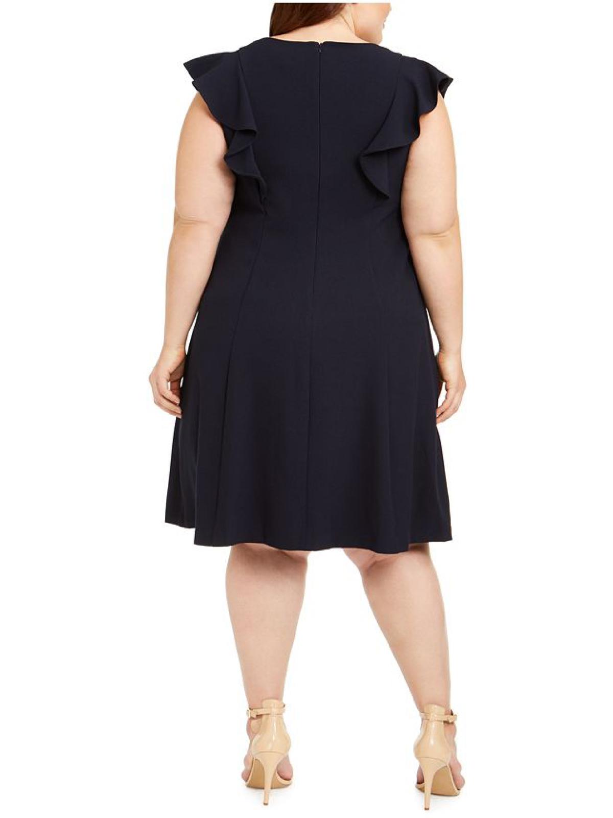 Jessica Howard Women's Plus Ruffled a Line Dress Black Size 16W