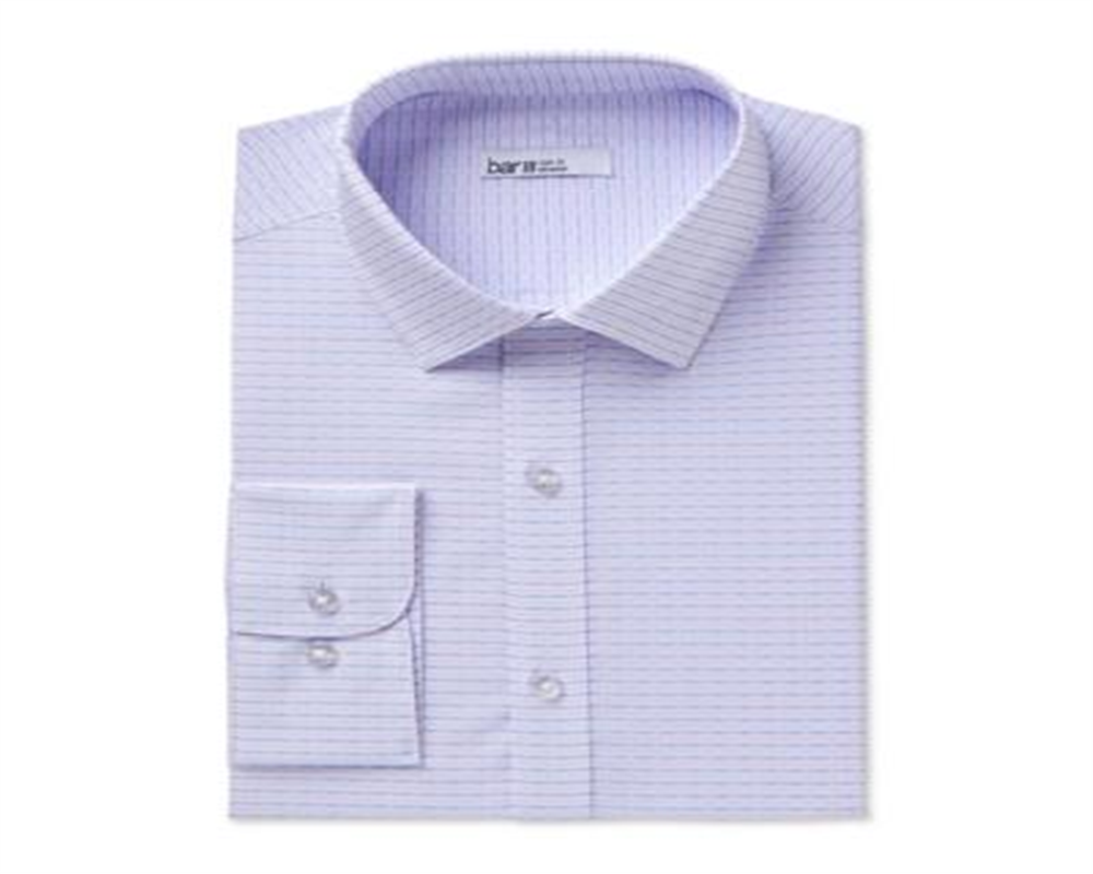 Bar III Men's Easy Care Geometric Collared Classic Fit Stretch Dress Shirt -Pink Size S