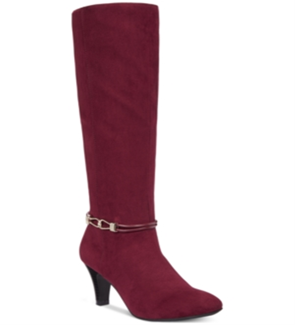 Karen Scott Women's Hollee Fabric Almond Toe Knee High Fashion Boots Red Size 6.5 M