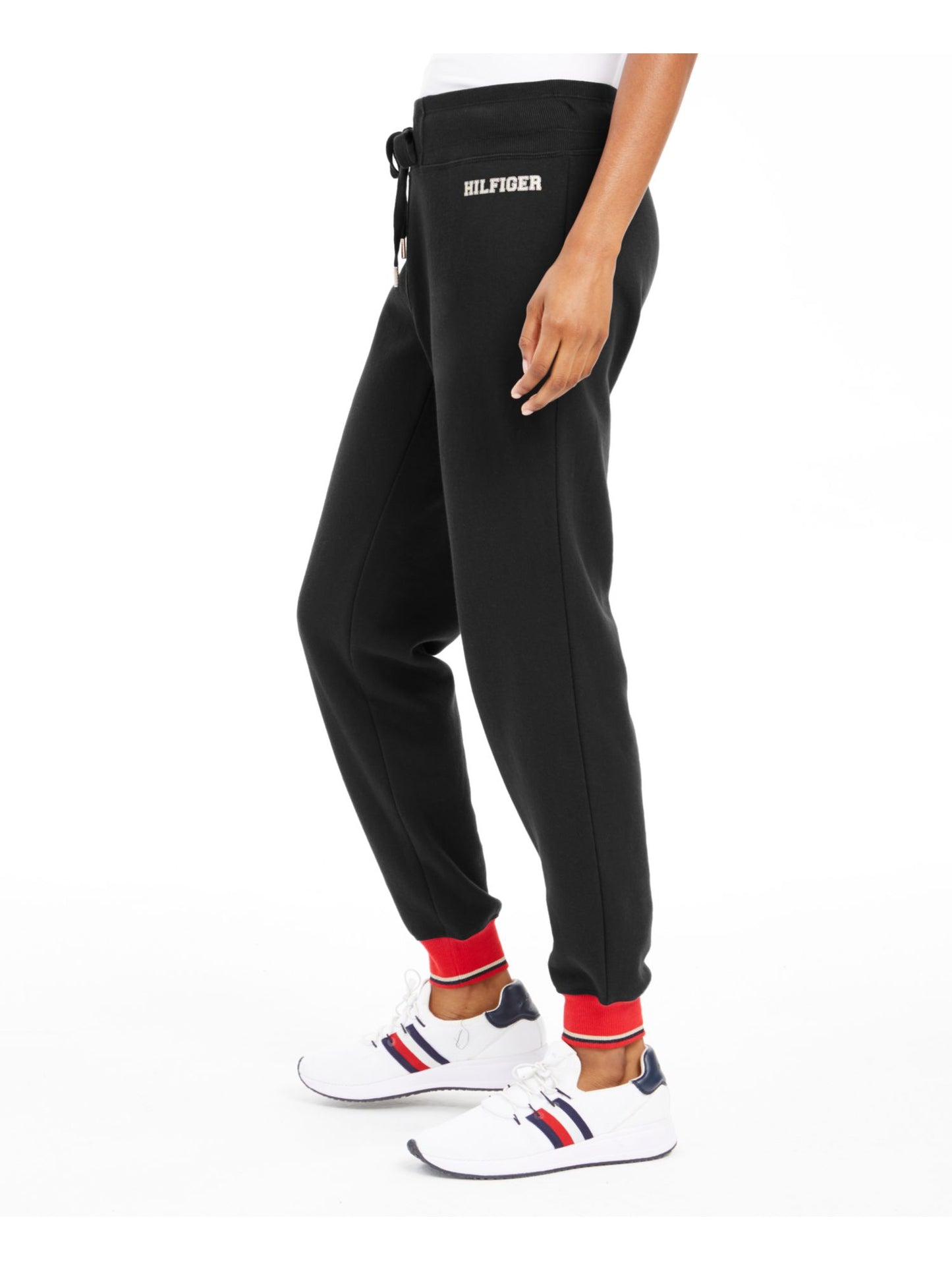 Tommy Hilfiger Women's Sport Fleece Varsity Joggers Black Size Large