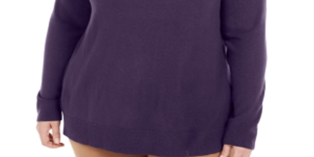 Karen Scott Women's Plus Button Shoulder Sweater Purple Size 3X