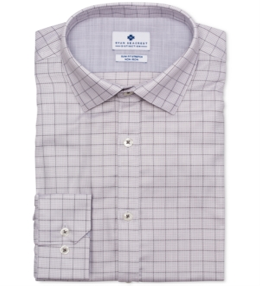 Ryan Seacrest Distinction Men's Ultimate Active Stretch Dobby Check Dress Shirt White Size M