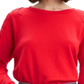लेविस वीमेन का फ्रिंज्ड क्रूनेक स्वेटशर्ट रेड साइज़ XXL