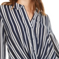 Bar III Women's Stripe Twisted Front Button up Shirt Blue Size Small