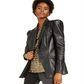 INC International Concepts Women's Faux Leather Coated Blazer Black Size Small