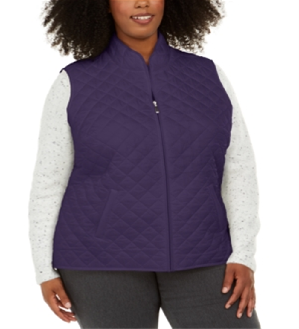 Karen Scott Women's Quilted Puffer Vest Purple Size 0X