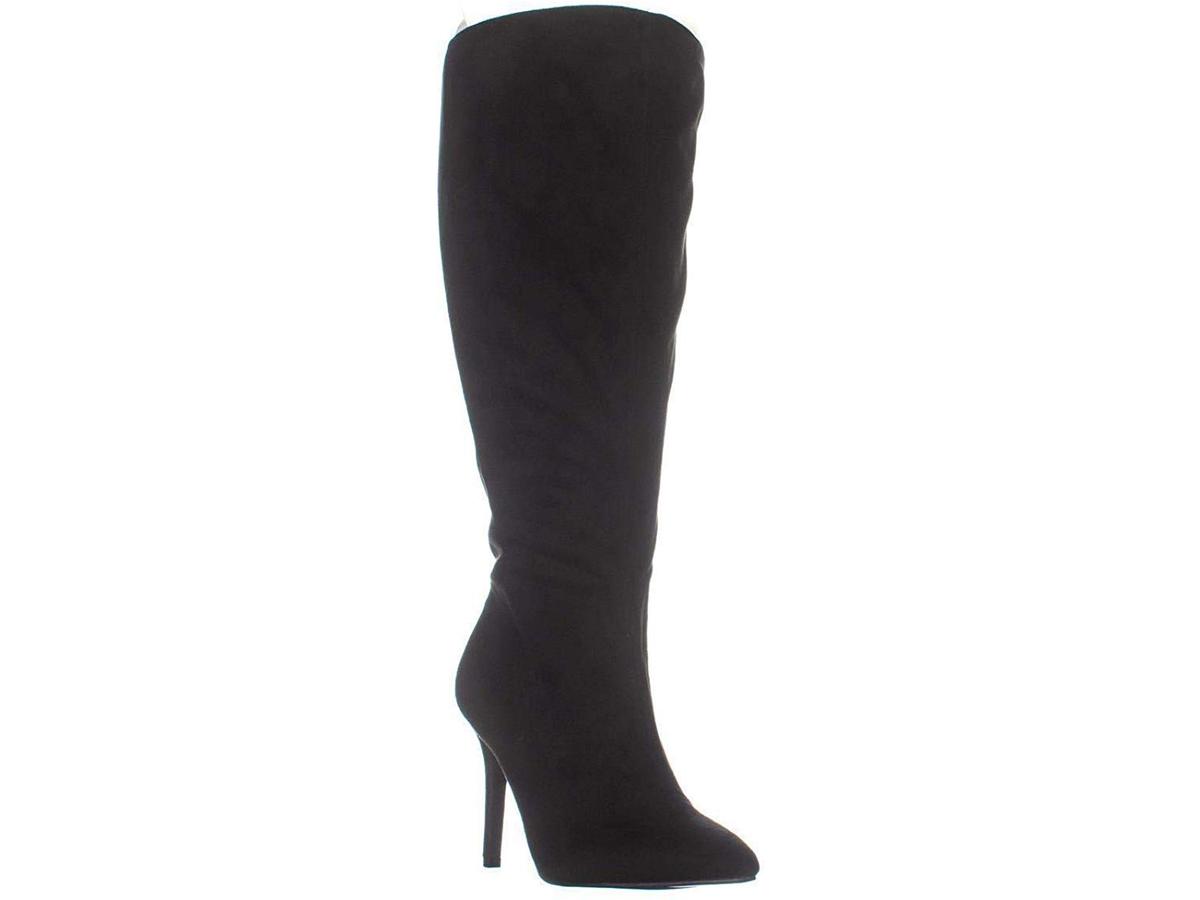 Thalia Sodi Women's Rajel Faux Suede Wide Calf Knee High Boots Black Size 6.5W