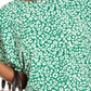 Michael Kors Women's Leopard Print Side Tie Top Green Size 2XL