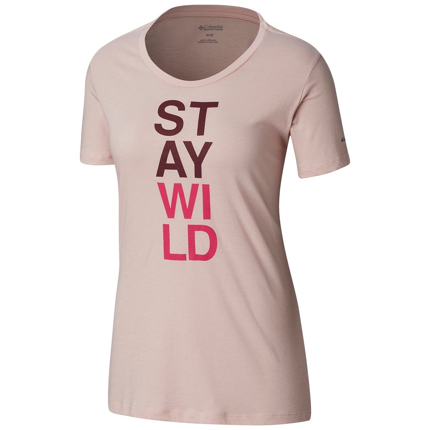 Columbia Women's Printed Short Sleeve Jewel Neck T-Shirt Active Wear Top Pink Size XS