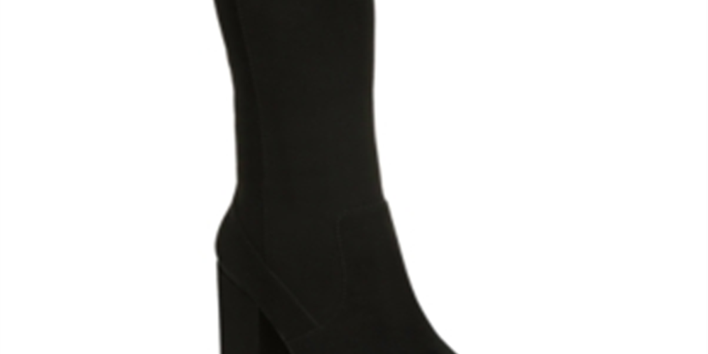 Bar Iii Womens Black 0.5 Platform Stretch Gore Lug Sole Padded Gypsee Round Toe Block Heel Zip-up Heeled Boots 10 M