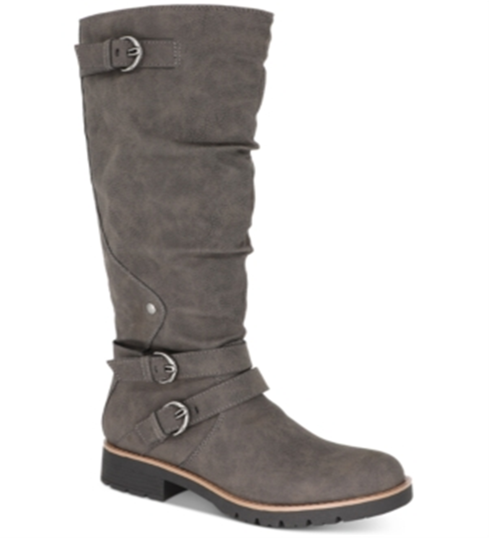 American Rag Womens Brinley Faux Leather Knee-High Riding Boots Gray Size 6 M