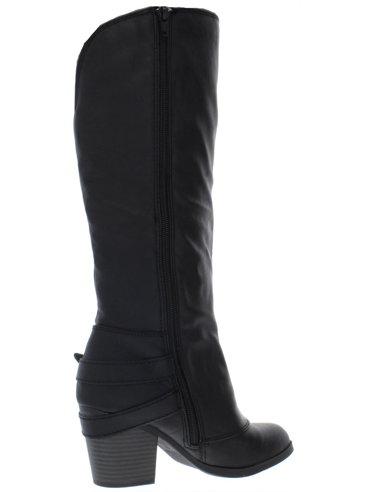 अमेरिकन रैग विमेंस एमिली फॉक्स लेदर नी-हाई राइडिंग बूट्स ब्लैक साइज 9.5
