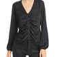 Guess Women's Seeley Printed Ruched Top Black Size X-Large