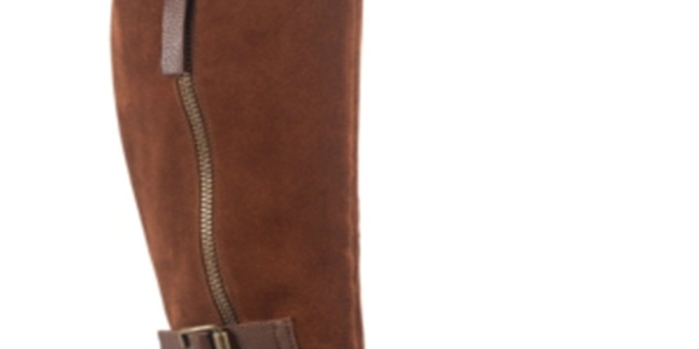 American Rag Womens Brown Strap Detail Zipper Accent Buckle Accent Collins Round Toe Block Heel Zip-up Leather Boots 8.5 M