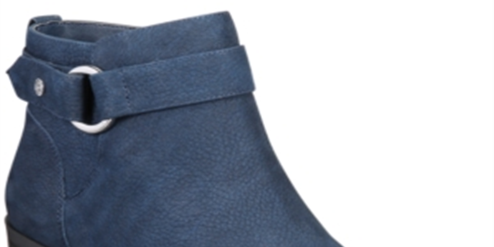 Giani Bernini Putneyy Memory Foam Block-Heel Booties Deep Midnight Leather Blue Size 9 M