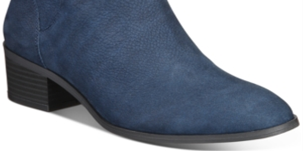 Giani Bernini Putneyy Memory Foam Block-Heel Booties Deep Midnight Leather Blue Size 9 M