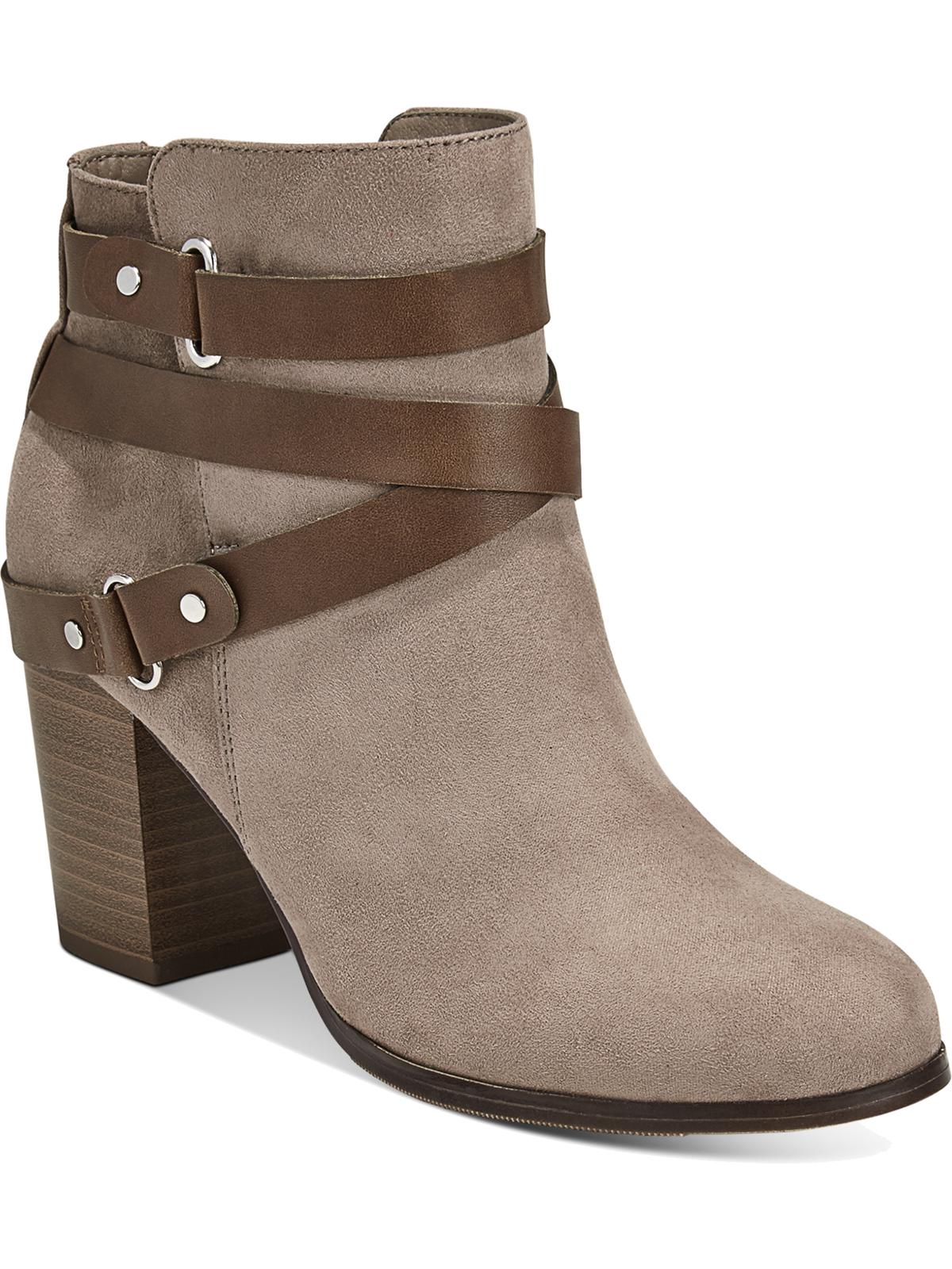 Material Girl Women's Melany Leather Round Toe Ankle Fashion Boots Gray Size 9 M