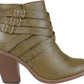 Journee Collection Womens Strap Stacked Heel Booties Green Size 7