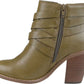 Journee Collection Womens Strap Stacked Heel Booties Green Size 7