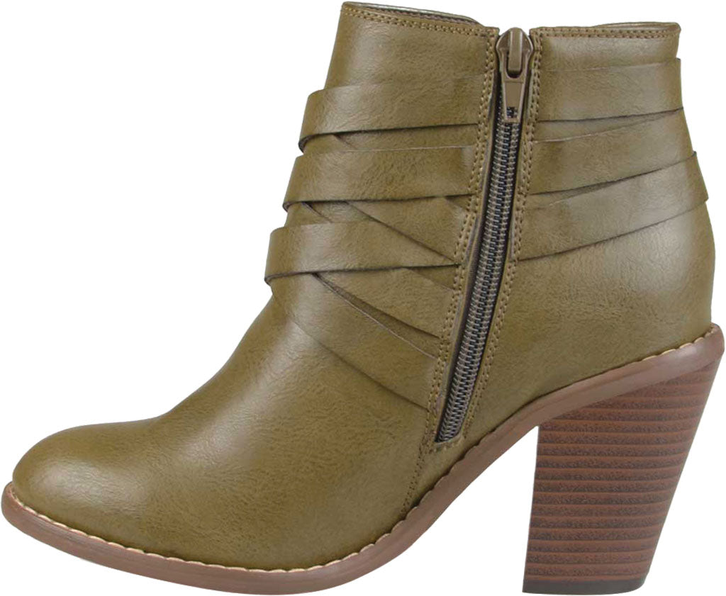 Journee Collection Womens Strap Stacked Heel Booties Green Size 7