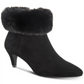 Alfani Womens Hansonn Faux Suede Faux Fur Trim Booties Black Size 7.5 M