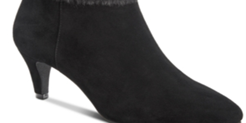 Alfani Womens Hansonn Faux Suede Faux Fur Trim Booties Black Size 7.5 M