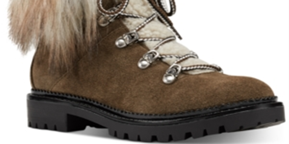 Nine West Alex Faux-Fur Booties Women's Shoes Brown Size 9.5