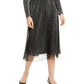 Alfani Women's Shutter Pleat Mesh Overlay MIDI Skirt Gray Size Medium