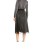 Alfani Women's Shutter Pleat Mesh Overlay MIDI Skirt Gray Size Medium