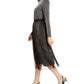 Alfani Women's Shutter Pleat Mesh Overlay MIDI Skirt Gray Size Medium