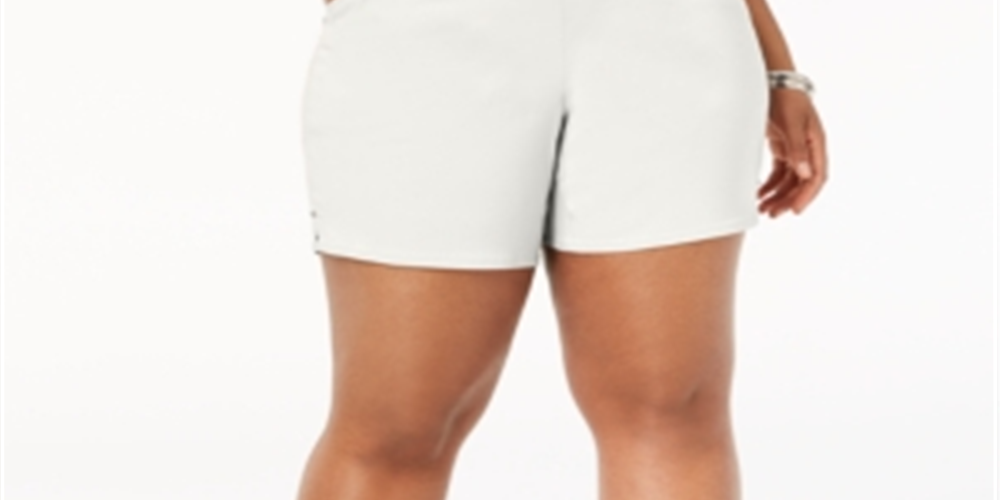 INC International Concepts Women's Plus Pull on Shorts White Size 28W