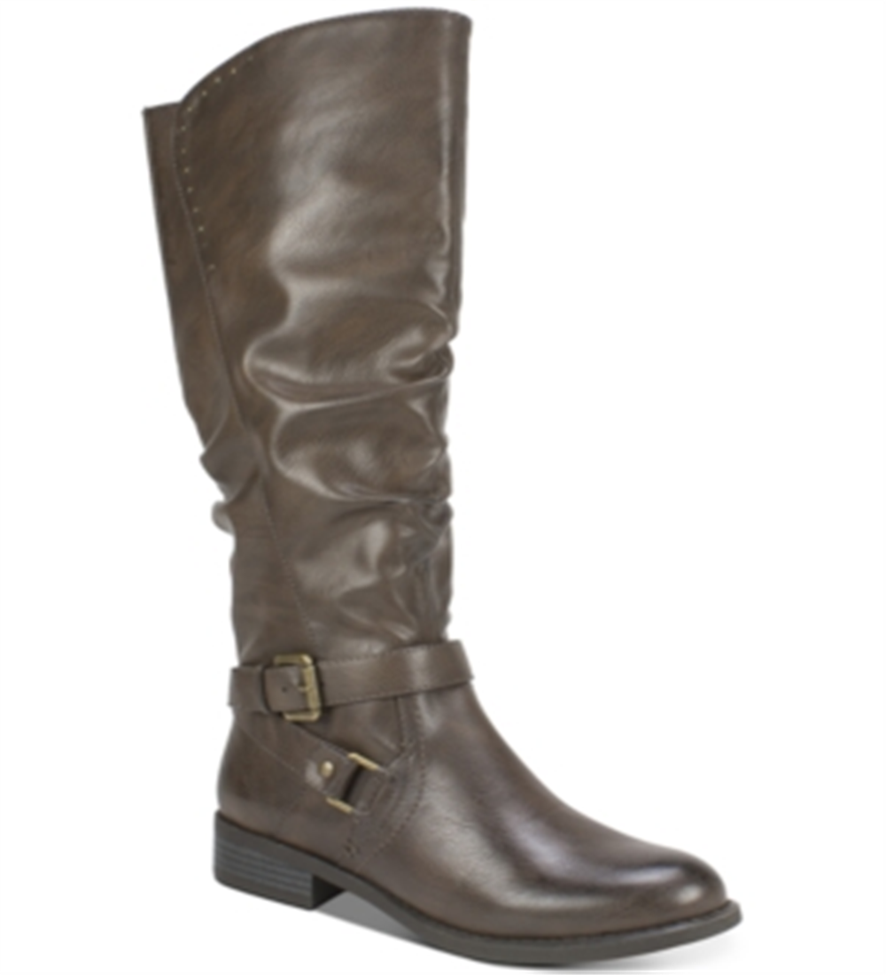 White Mountain Women's Liona Tall Knee High Boot Brown Burnished Smooth PU 9.5 M Brown
