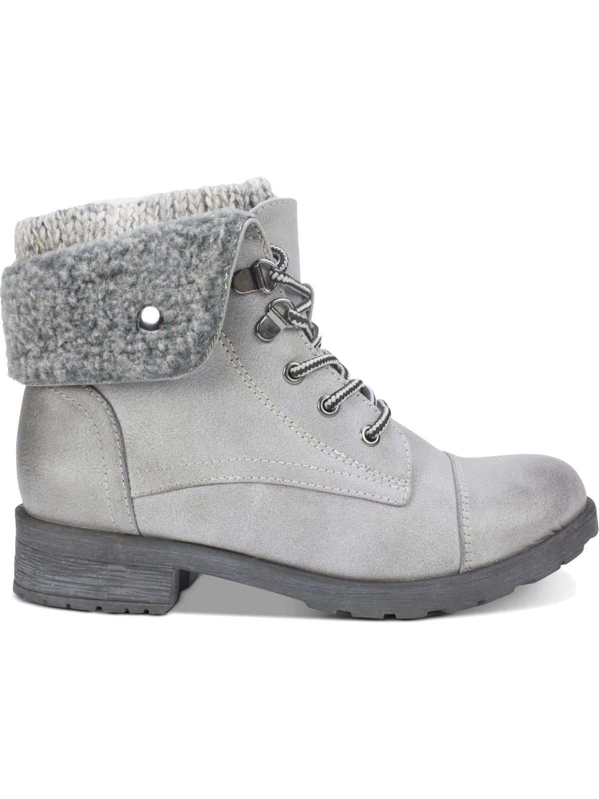White Mountain Women's Sandro Combat Faux Leather Lug Sole Boots Gray Size 8 M