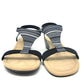 Alfani Womens Black Striped Paddeed Stretch T-Strap Vacanzaa Round Toe Wedge Slip on Sandals 6 M