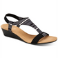 Alfani Womens Black Striped Paddeed Stretch T-Strap Vacanzaa Round Toe Wedge Slip on Sandals 6 M