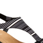 Alfani Womens Black Striped Paddeed Stretch T-Strap Vacanzaa Round Toe Wedge Slip on Sandals 6 M