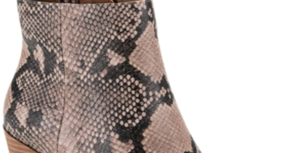 Sun Stone Womens Beige Animal Print Pointed Toe Block Heel Zip-up Booties 8.5