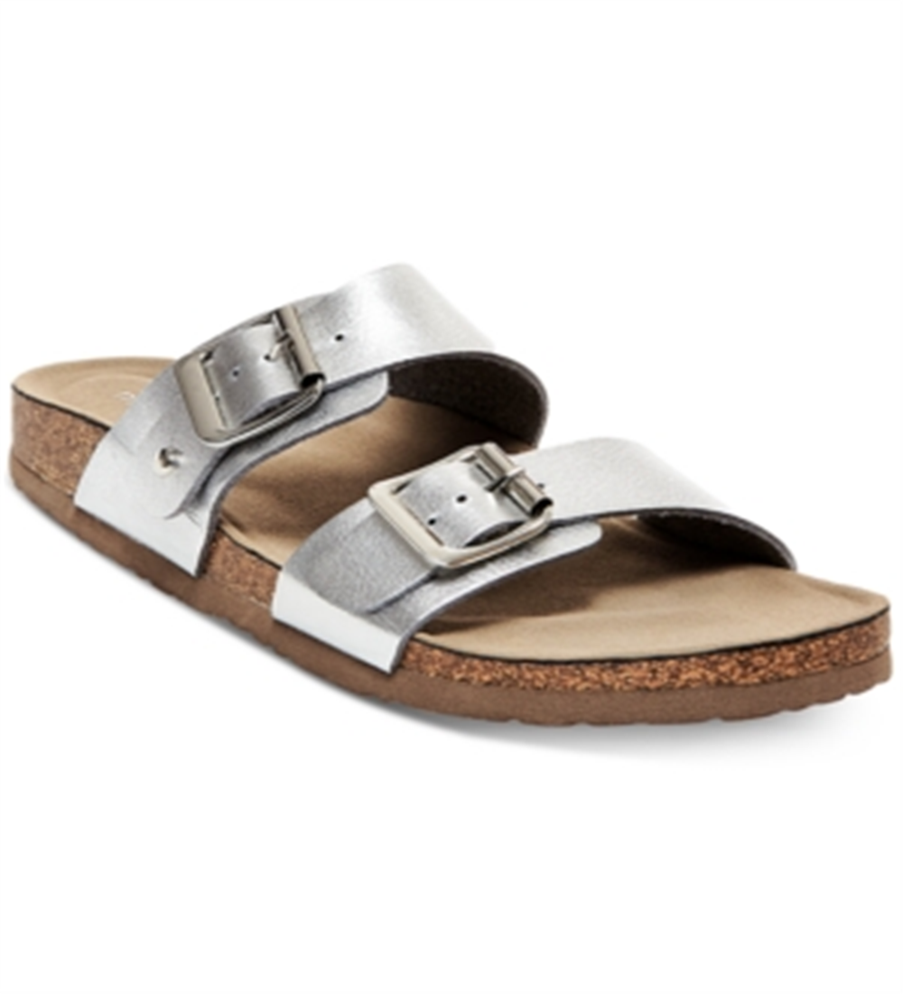 Madden Girl Women's Brando Footbed Sandals Silver Size 5.5 M