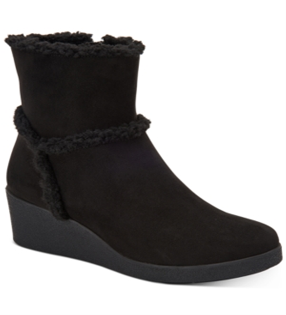 Style Company Womens Black Jordanyy Round Toe Wedge Zip-up Booties Size 10M