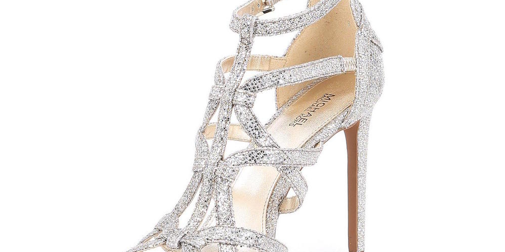 Michael Michael Kors Womens Sandra Platform Leather Open Toe Special Occasion Silver Size 8.5 M