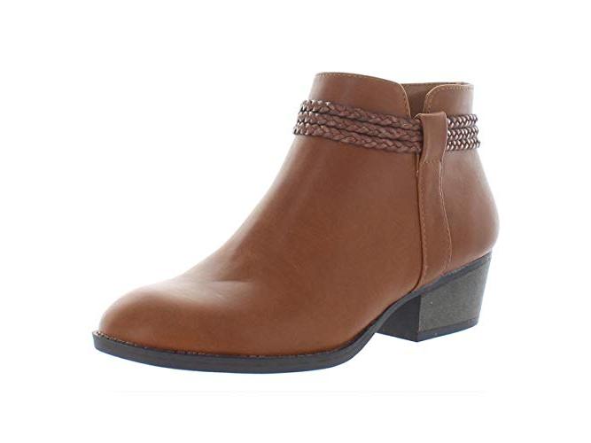 Style & Co. Womens Fellicity Faux Leather Round Toe, Cognac Smooth, Size 9M